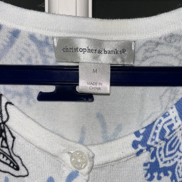 Christopher & Banks Unique Sea-life Print Cardigan Lightweight Sz M cotton - Picture 10 of 14
